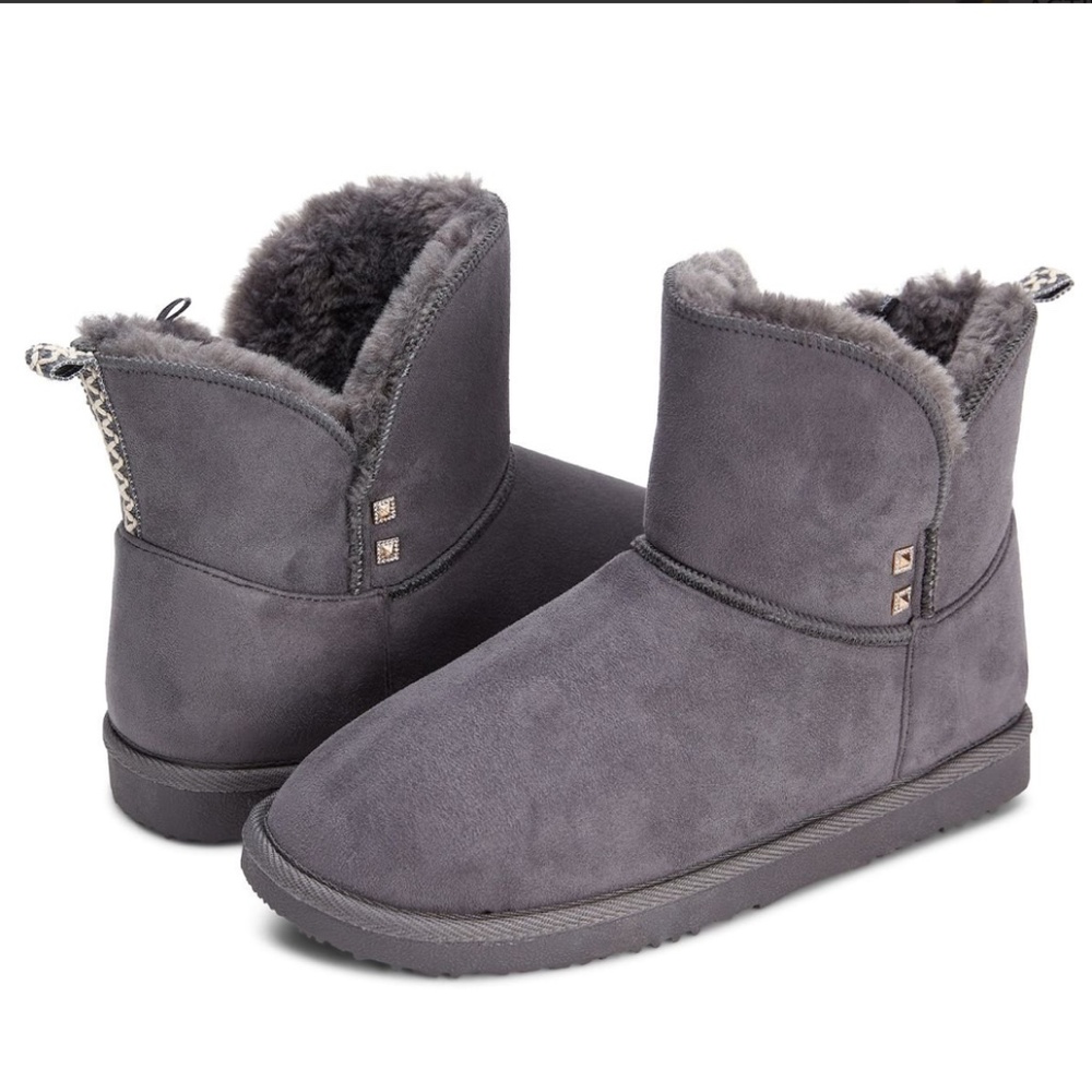 DreamToe Women's Faux Fur Ankle Boots. Size 8 in Gray -  New